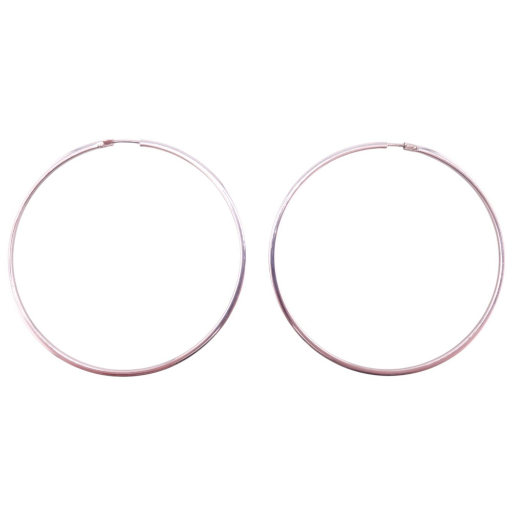 Square Wire Eternity Hoop Silvertone Earrings 2" Diameter NWOT